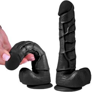 Czarny penis żelowy z jądrami